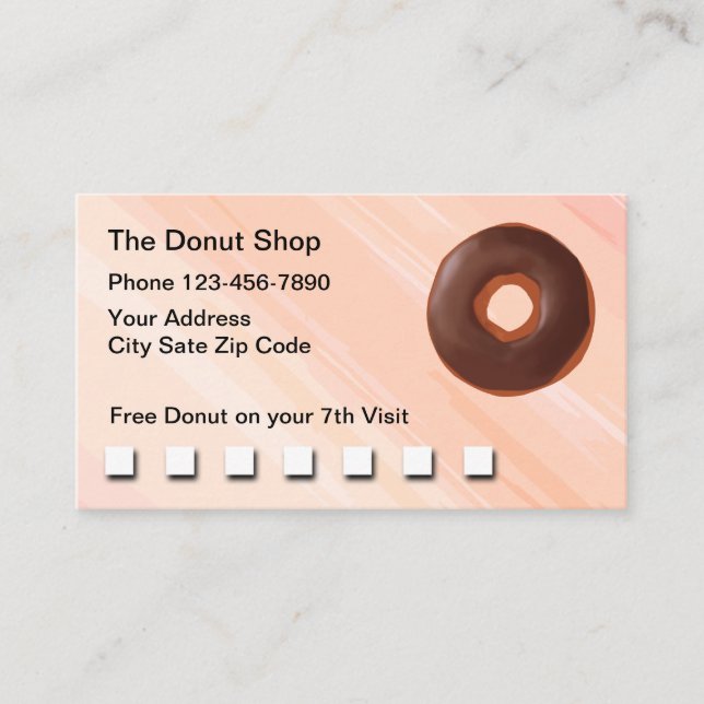 Donut Shop Customer Loyalty Rewards Business Card (Front)