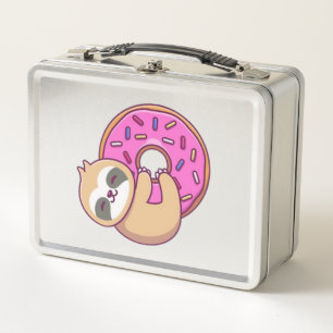 Donut sloth 1 metal lunch box