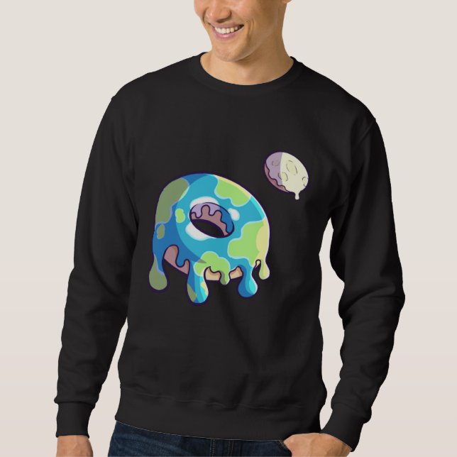 Donut Space Party Shop  Earth and Moon Frosted Sol Sweatshirt (Front)