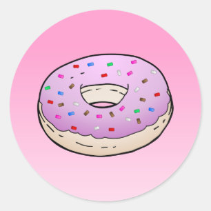 Donut Sprinkles Pink Glaze  Classic Round Sticker