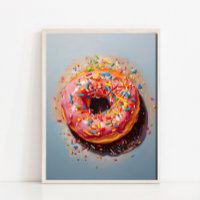Donut Still Life Painting Pink Modern Pop Art Colo