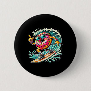 Donut Surfing Surfer Donut Lover Surfboarder 6 Cm Round Badge