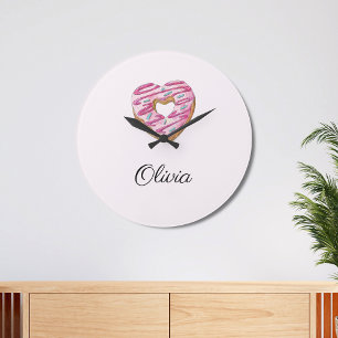Donut Sweet Girl Sprinkles Large Clock