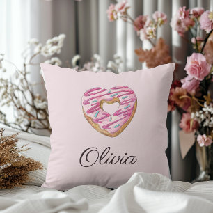 Donut Sweet Girl Sprinkles Personalized Name Cushion
