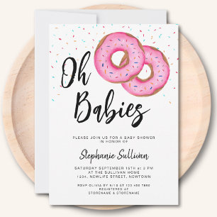 Donut Twin Girls Baby Shower Invitation