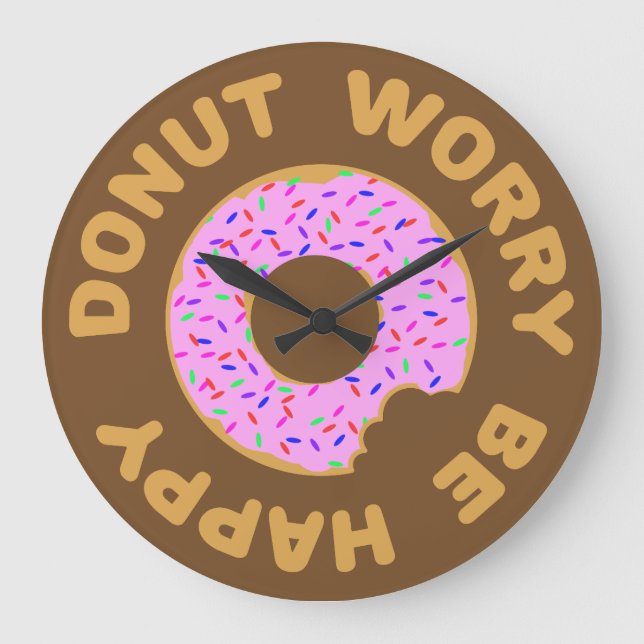 Donut Worry Be Happy Large Clock (Front)