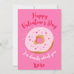 Donuts about you XOXO Love Hearts Valentines Pink Holiday Card