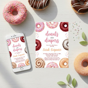 Donuts and Diapers Baby Shower Sprinkle Pastel Invitation