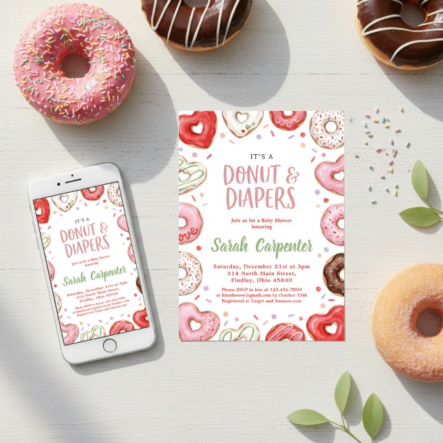 Donuts and Diapers Baby Shower Sprinkle Pastel Invitation (Creator Uploaded)