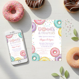 Donuts and Diapers Baby Shower Sprinkle Pastel Invitation