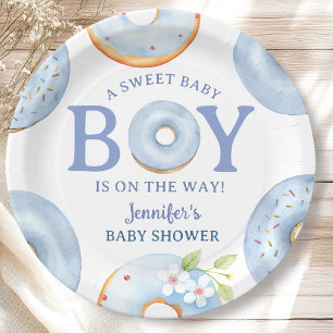 Donuts Baby Shower Boy Blue Baby Brunch Paper Plate