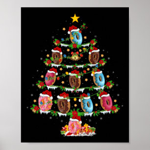 Donuts Christmas Tree Lights Funny Fast Food Donut Poster