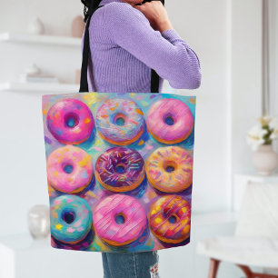 Donuts Colorful Modern Abstract Art Tote Bag