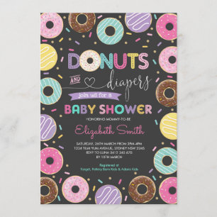 Donuts & Diapers Doughnuts Baby Shower Chalkboard Invitation