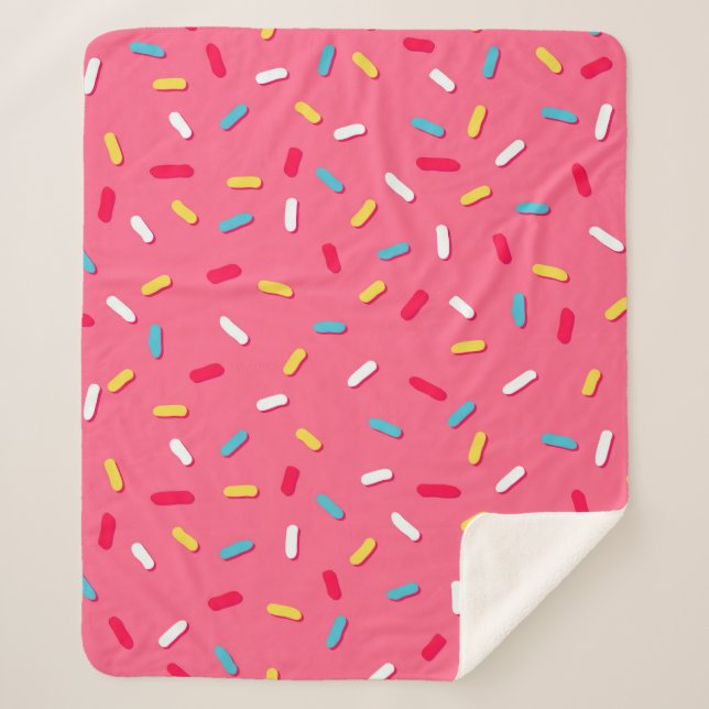 Donut's glaze seamless pattern, pink background, t sherpa blanket (Front)
