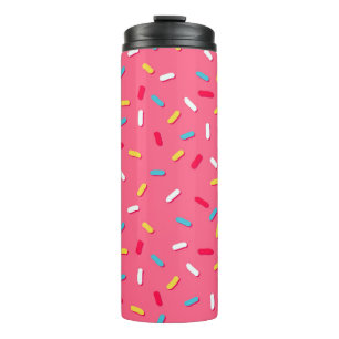 Donut's glaze seamless pattern, pink background, t thermal tumbler