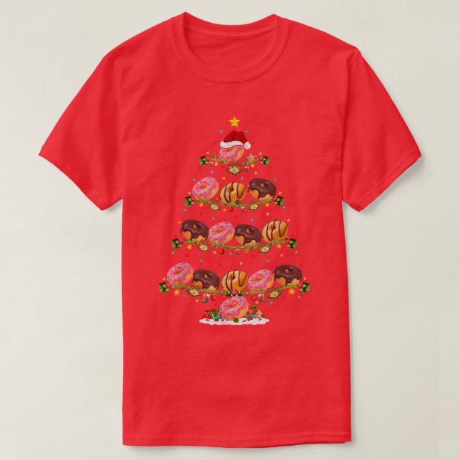 Donuts Lover Xmas Lighting Santa Donuts Christmas  T-Shirt (Design Front)