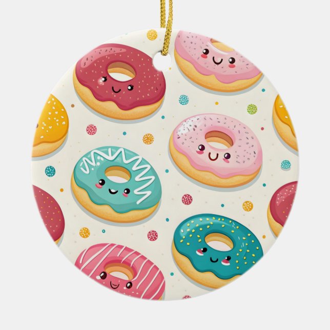 Donuts Pattern Ceramic Ornament (Front)