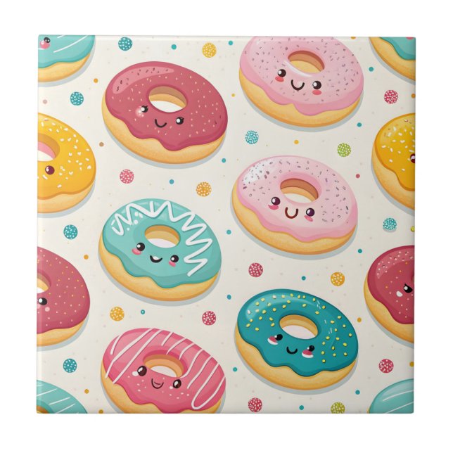 Donuts Pattern Ceramic Tile (Front)