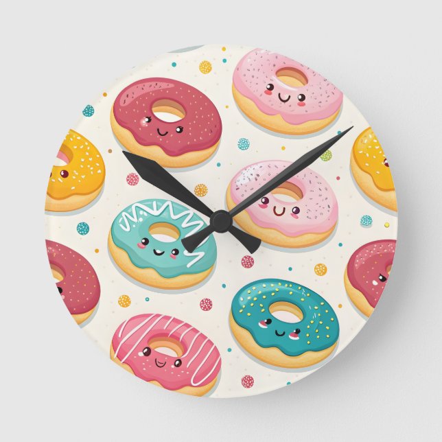 Donuts Pattern Round Clock (Front)
