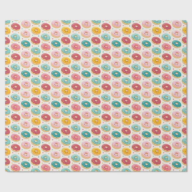 Donuts Pattern Wrapping Paper (Flat)