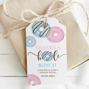 Donuts thanks a hole bunch gender reveal gift tags