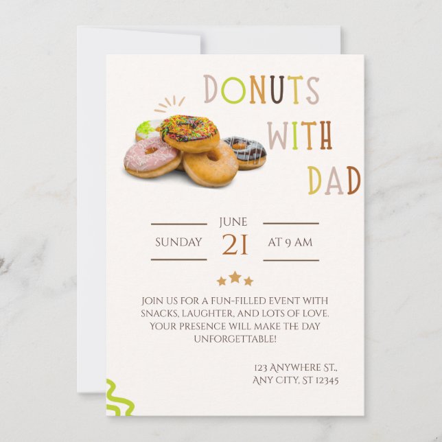 donuts with dad invitation Sweet father's day  (Front)