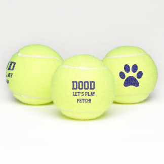 "Dood Let's Play Fetch" Pet Dog Cat Toy Blue Tennis Balls