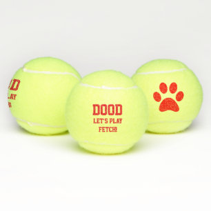 "Dood Let's Play Fetch" Pet Dog Cat Toy Red Tennis Balls