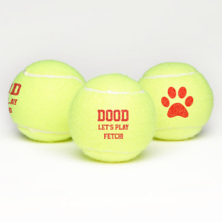 "Dood Let's Play Fetch" Pet Dog Cat Toy Red Tennis Balls