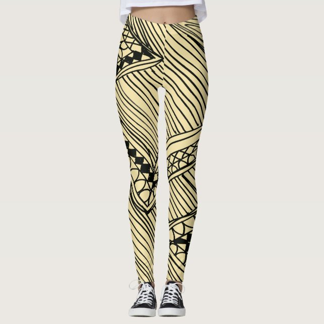 Doodle 1A Black Ivory Leggings (Front)