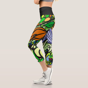 Doodle 1E Green 1 Capri Leggings