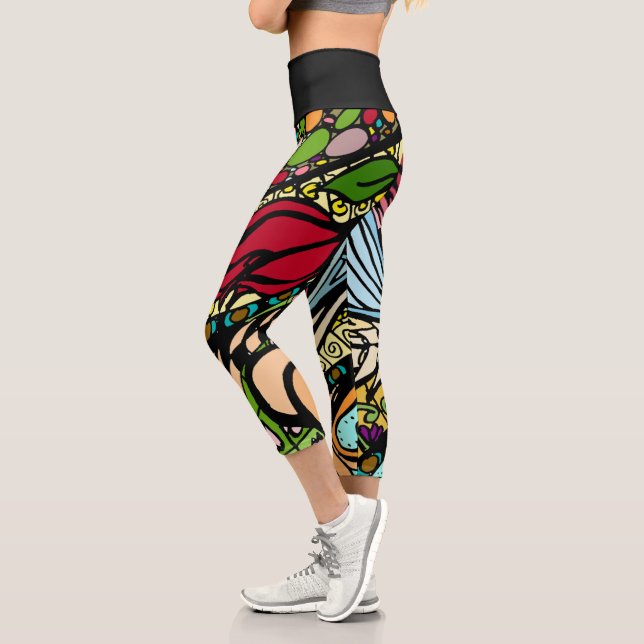 Doodle 1E Red 1 Capri Leggings (Left)