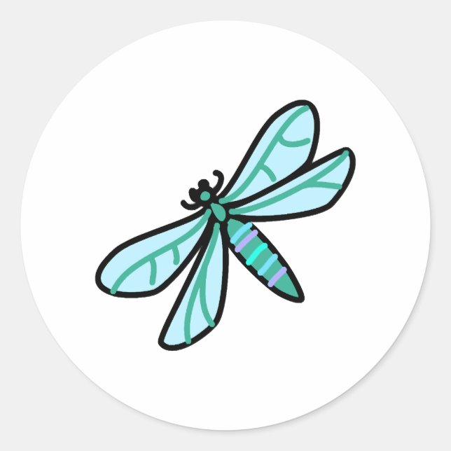 doodle a Dragonfly Classic Round Sticker (Front)