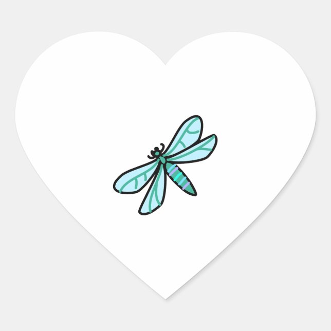 doodle a Dragonfly Heart Sticker (Front)
