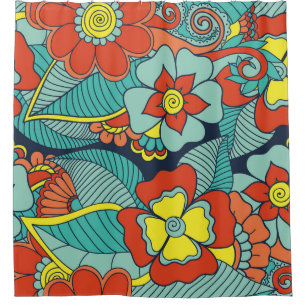 Doodle abstract flower. Illustrationfloral,pattern Shower Curtain