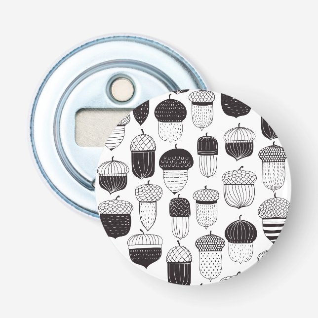 Doodle acorns autumn pattern bottle opener (Front)