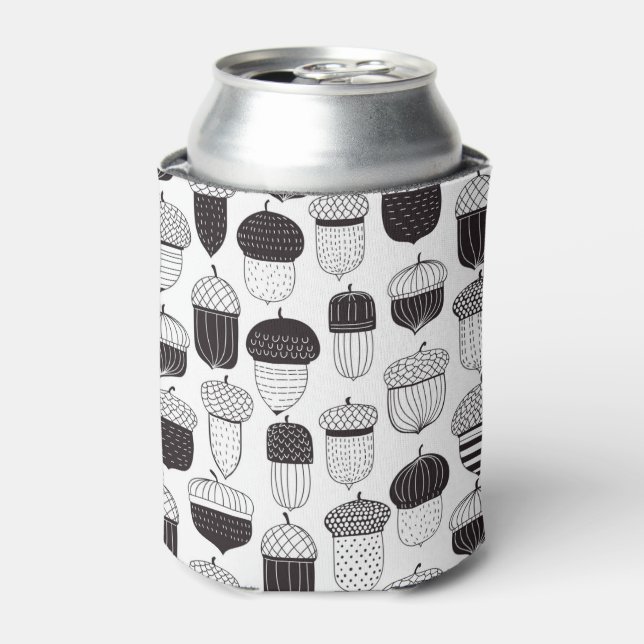 Doodle acorns autumn pattern can cooler (Can Front)
