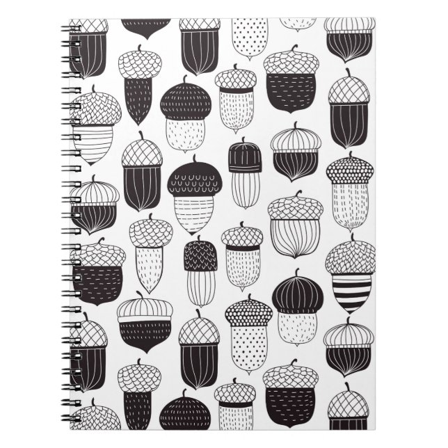 Doodle acorns autumn pattern notebook (Front)