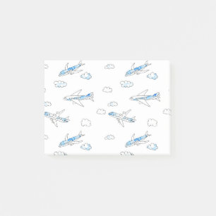 doodle air plane post-it notes