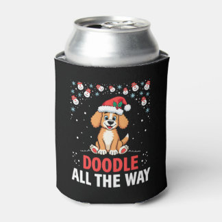 Doodle All The Way Funny Goldendoodle Santa Hat Ch Can Cooler