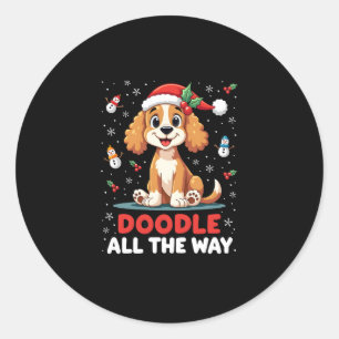 Doodle All The Way Funny Goldendoodle Santa Hat Ch Classic Round Sticker