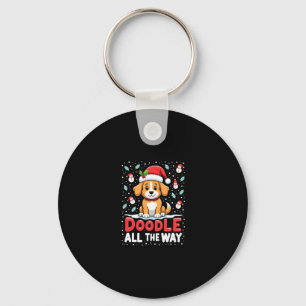 Doodle All The Way Funny Goldendoodle Santa Hat Ch Key Ring