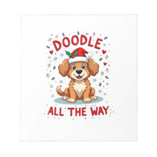 Doodle All The Way Funny Goldendoodle Santa Hat Ch Notepad
