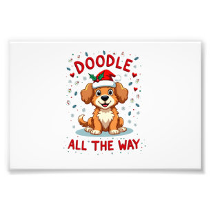 Doodle All The Way Funny Goldendoodle Santa Hat Ch Photo Print