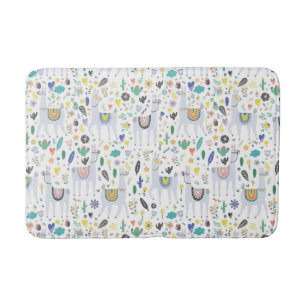 Doodle Alpaca Pattern Bath Mat