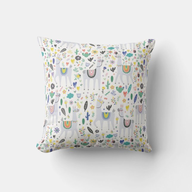 Doodle Alpaca Pattern Cushion (Front)