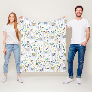 Doodle Alpaca Pattern Fleece Blanket