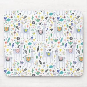 Doodle Alpaca Pattern Mouse Pad