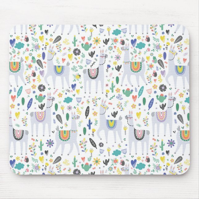 Doodle Alpaca Pattern Mouse Pad (Front)